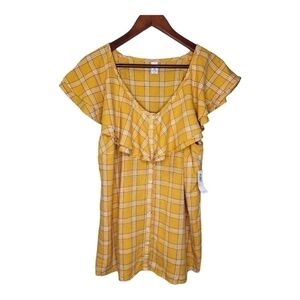 OLD Navy Linen Blend Ruffled Tank Top. Yellow, Ladies Size 1X